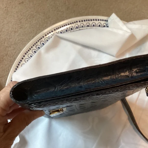 Kate Spade crocodile leather Navy purse bag gold chain crossbody COA EUC blue